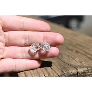 Raw Quartz Studs, Dainty Lake County Diamond Earrings